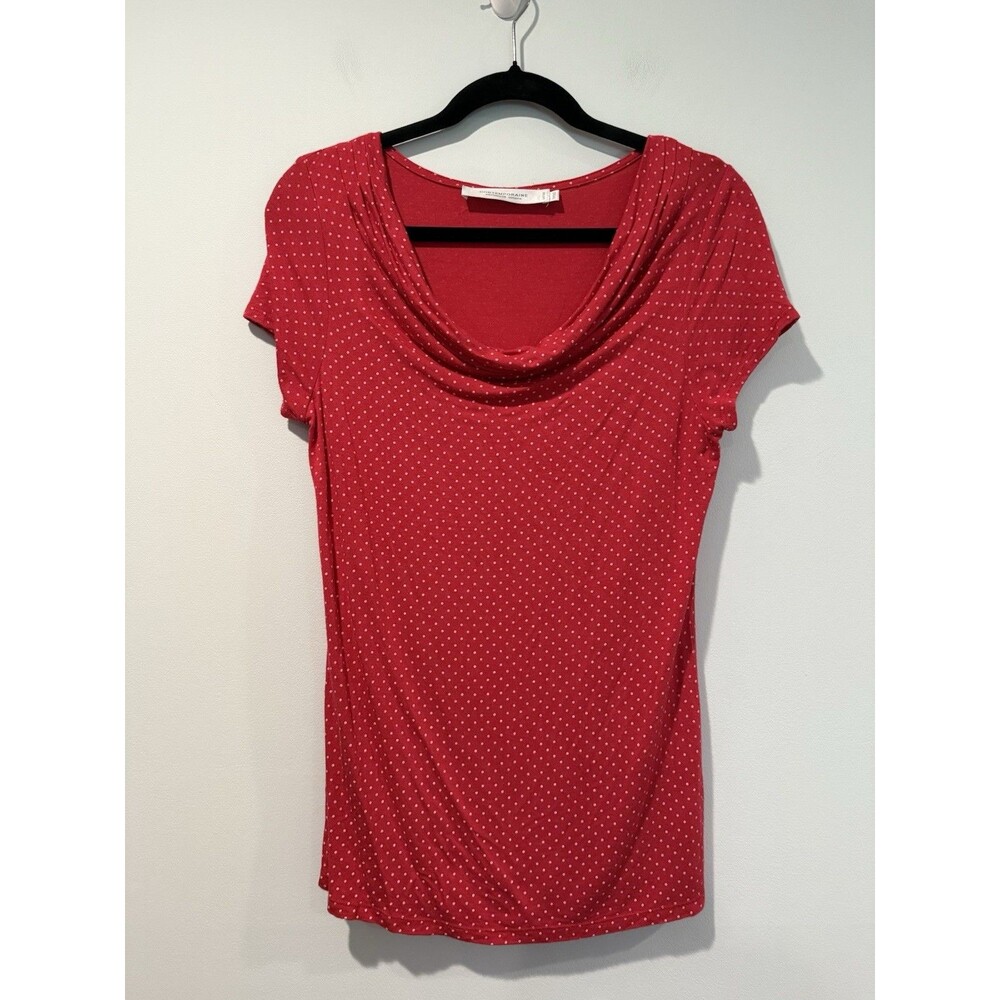 Contemporaine Top XS Red Polka Dot Twee Retro Stretch Travel Coquette Romantic
